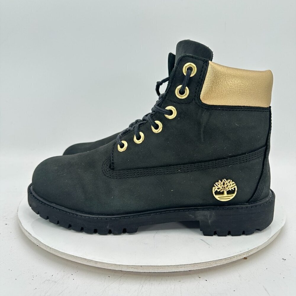 Timberland Men Size 5.5 Black Nubuck Gold Leather 6" Heritage Ankle Boot